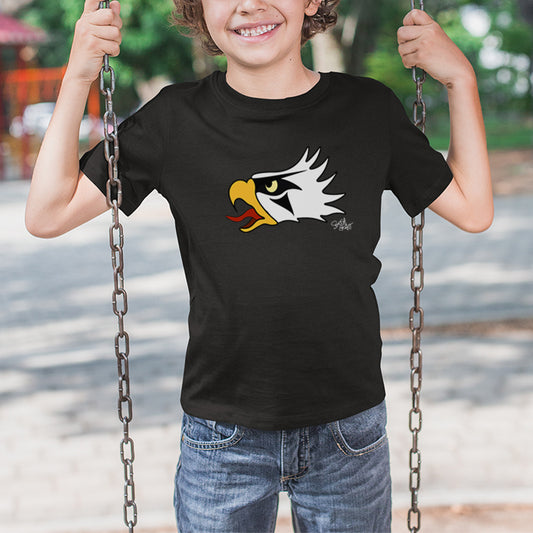 Salish Grant - Eagle Head Kid's T-shirt authentic Coast salish art Black