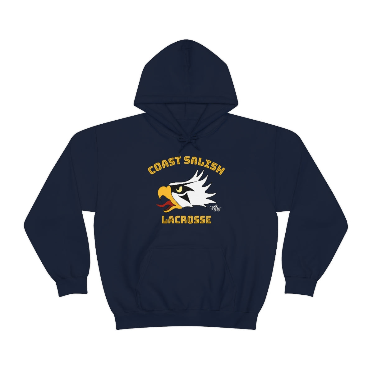 Salish Grant - Eagle Head Lacrosse Team Hoodie Coast Salish art Canada Navy