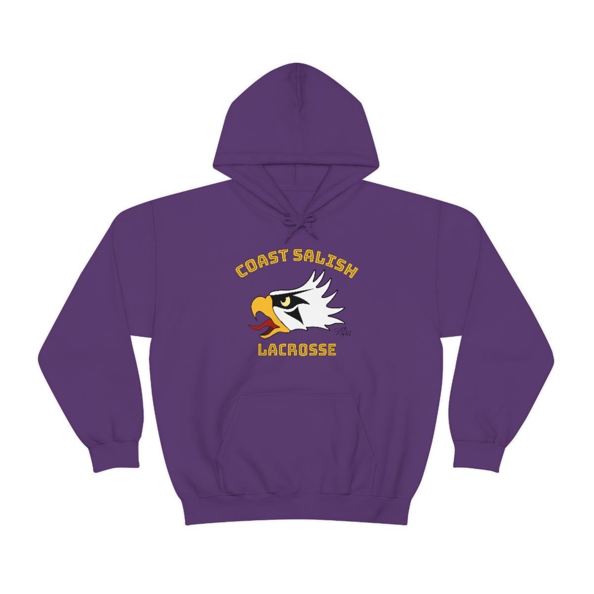 Salish Grant - Eagle Head Lacrosse Team Hoodie Coast Salish art Canada Purple