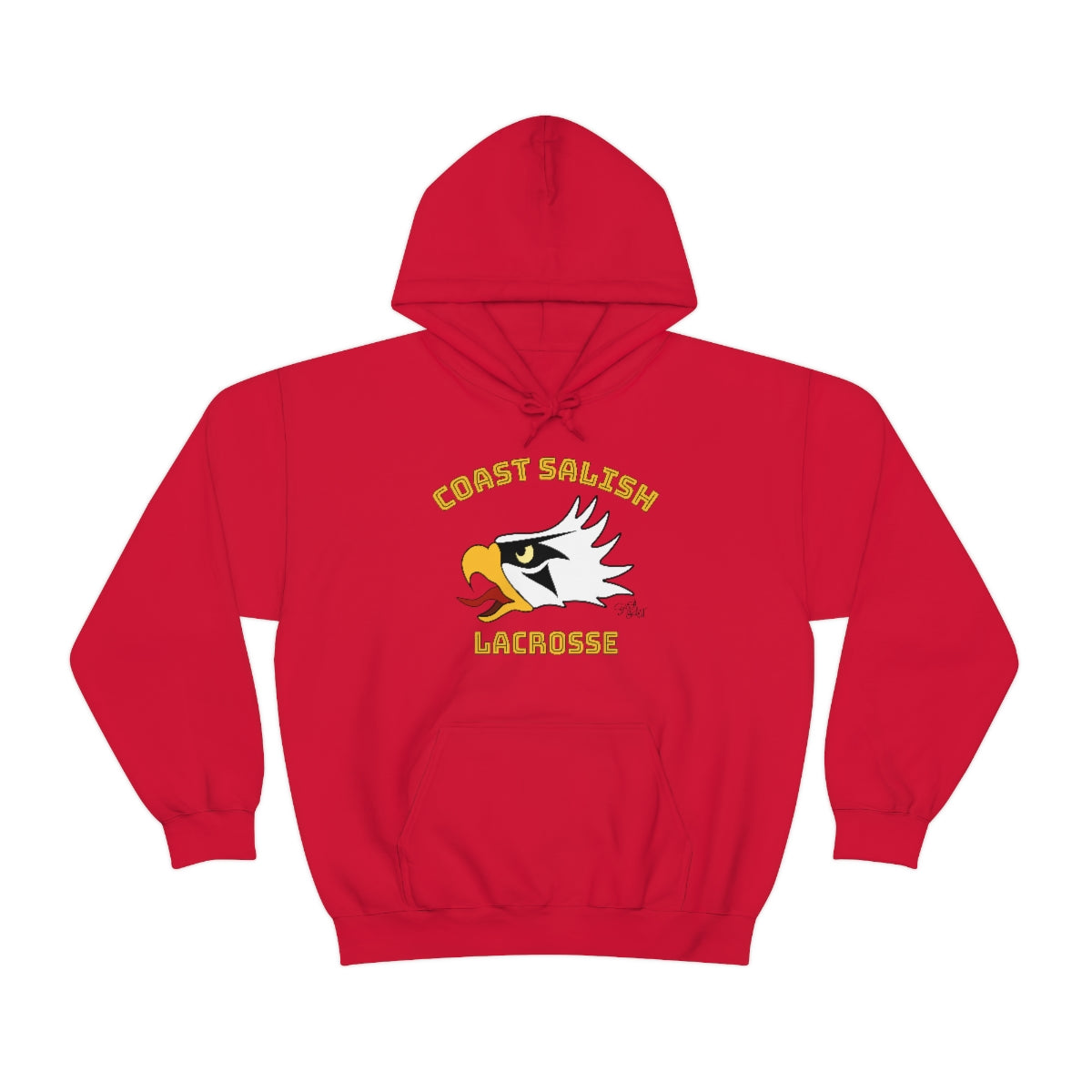 Salish Grant - Eagle Head Lacrosse Team Hoodie Coast Salish art Canada Red