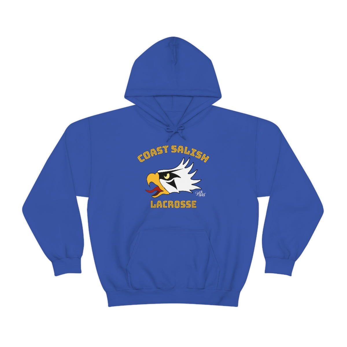 Salish Grant - Eagle Head Lacrosse Team Hoodie Coast Salish art Canada Royal Blue