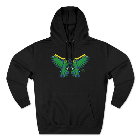 Salish Grant - Hummingbird Green Butterfly Premium Hoodie art Canada Black