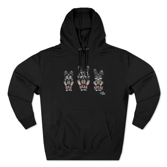 Salish Grant - See Hear Speak No Evil Premium Hoodie Coast Salish art  Black