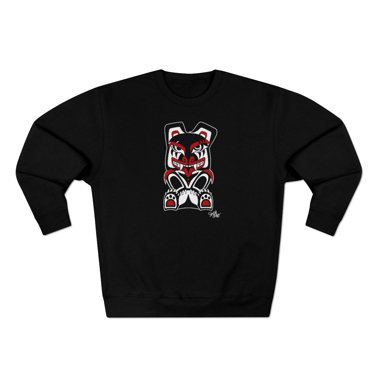 Salish Grant - Papa Bear Premium Sweatshirt authentic Coast Salish art Black