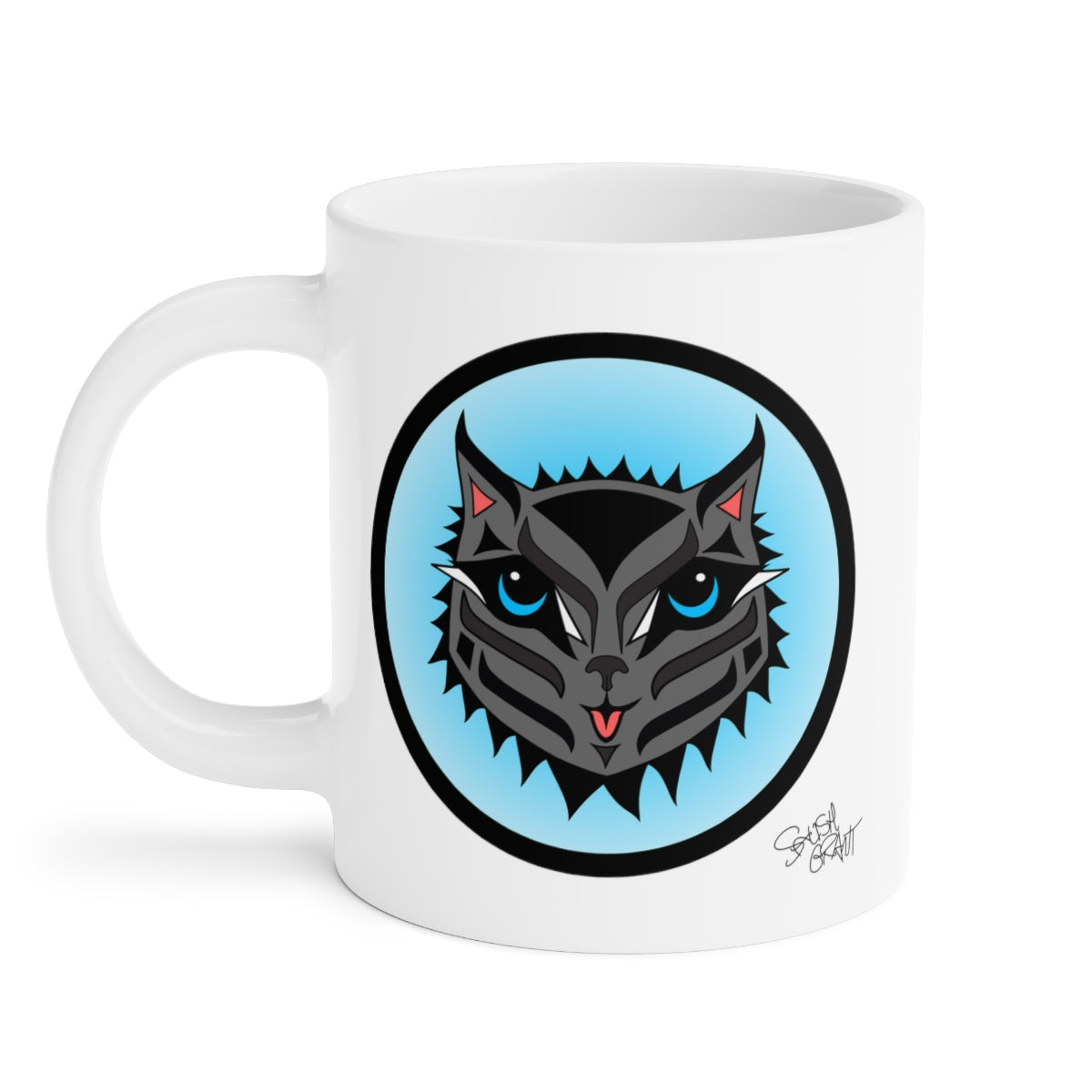 Salish Grant - Blue Baller Cat Mug authentic Coast Salish Art Homeware