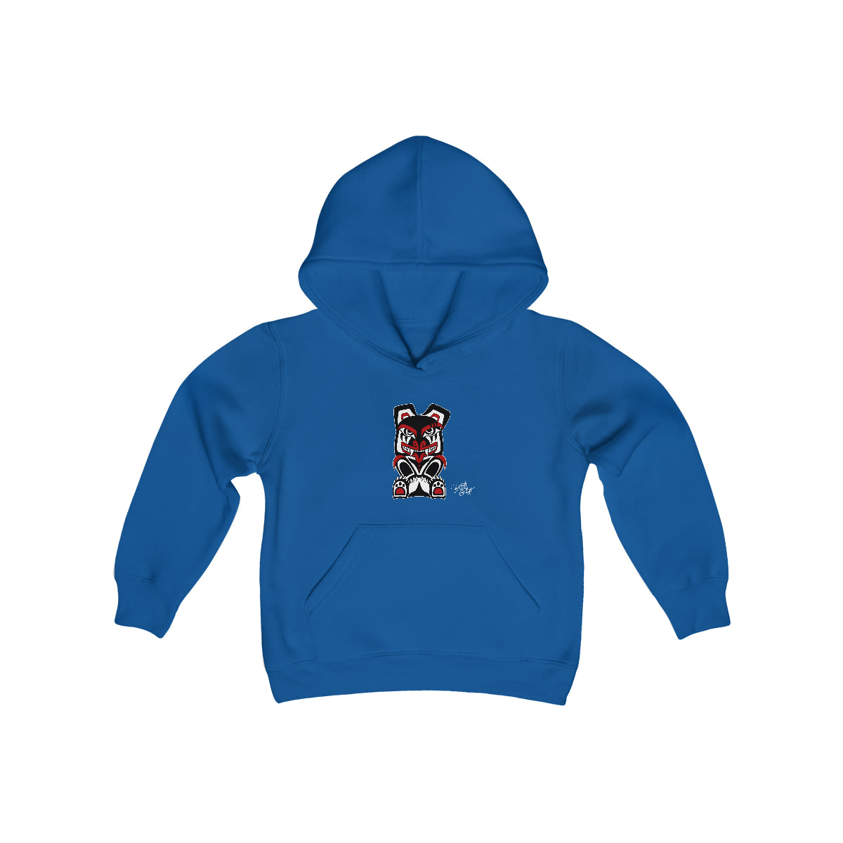 Salish Grant - Papa Bear Kid's Hoodie authentic Coast Salish art Royal Blue