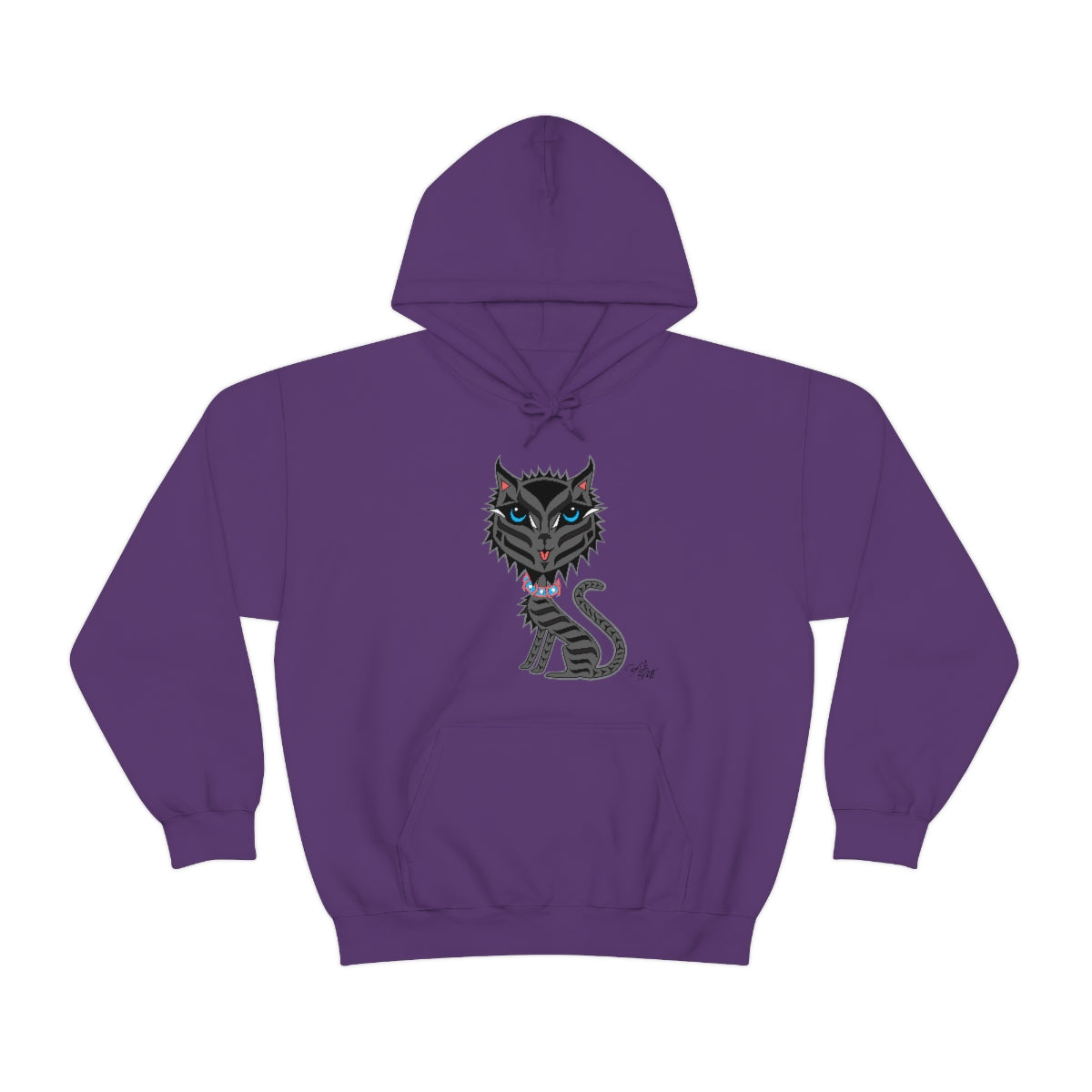 Salish Grant - Boujee Rez Cat Hoodie authentic Coast Salish art Purple