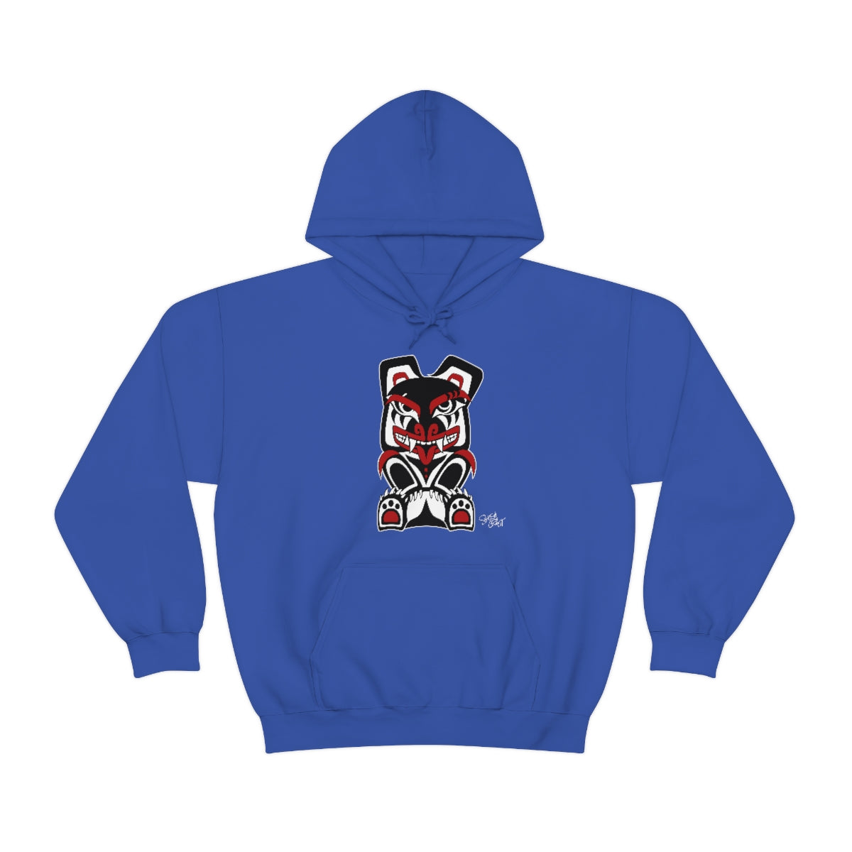 Salish Grant - Papa Bear Hoodie authentic Coast Salish art Streetwear Royal Blue