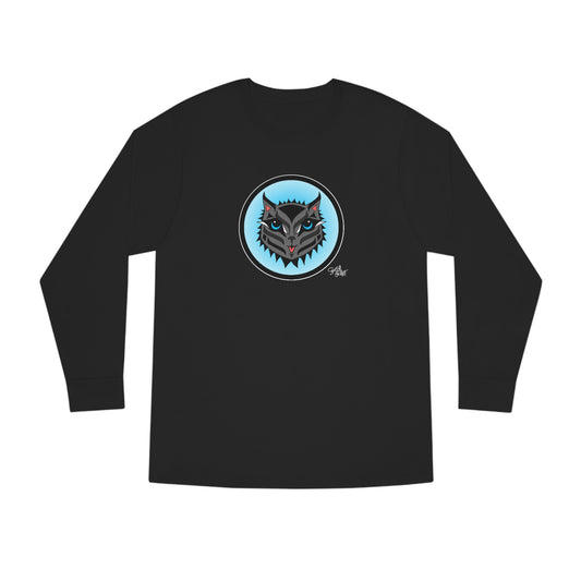 Salish Grant - Boujee Rez Cat Blue Baller Long Sleeve Tee Black