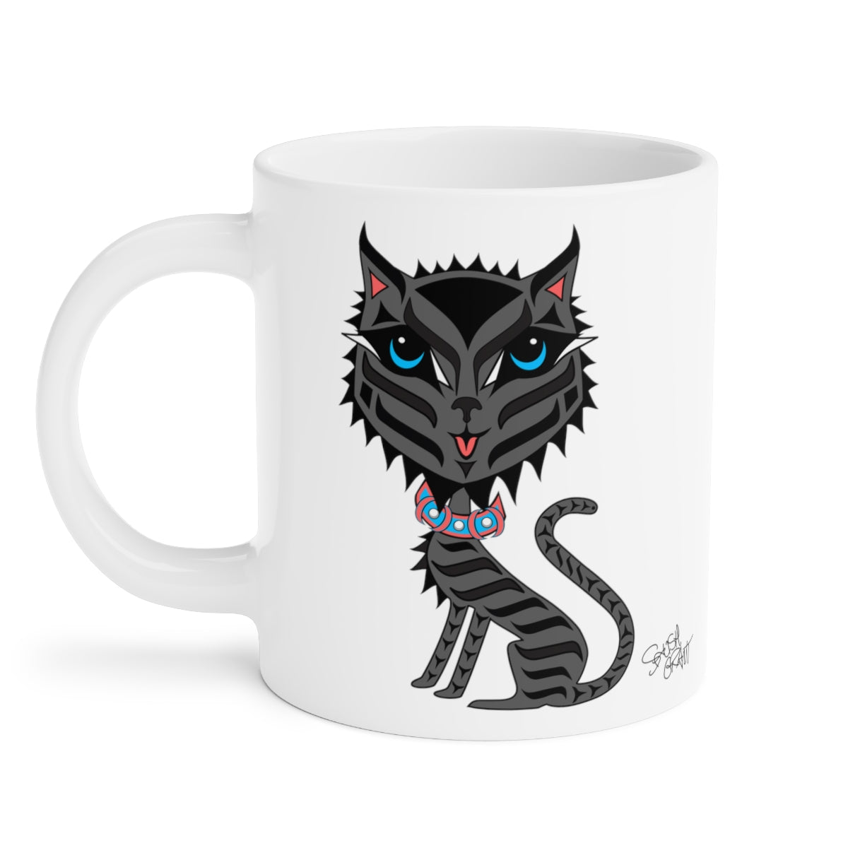 Salish Grant - Boujee Rez Cat mug authentic Coast Salish art Homeware 