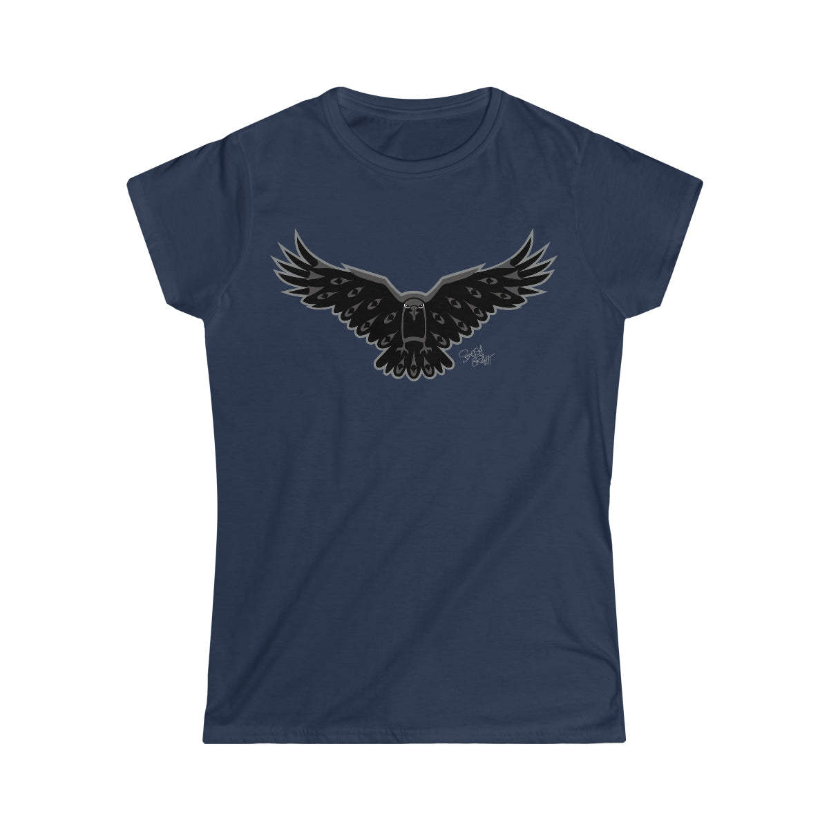 Salish Grant - Crow Fitted Tee Authentic Coast Salish Art