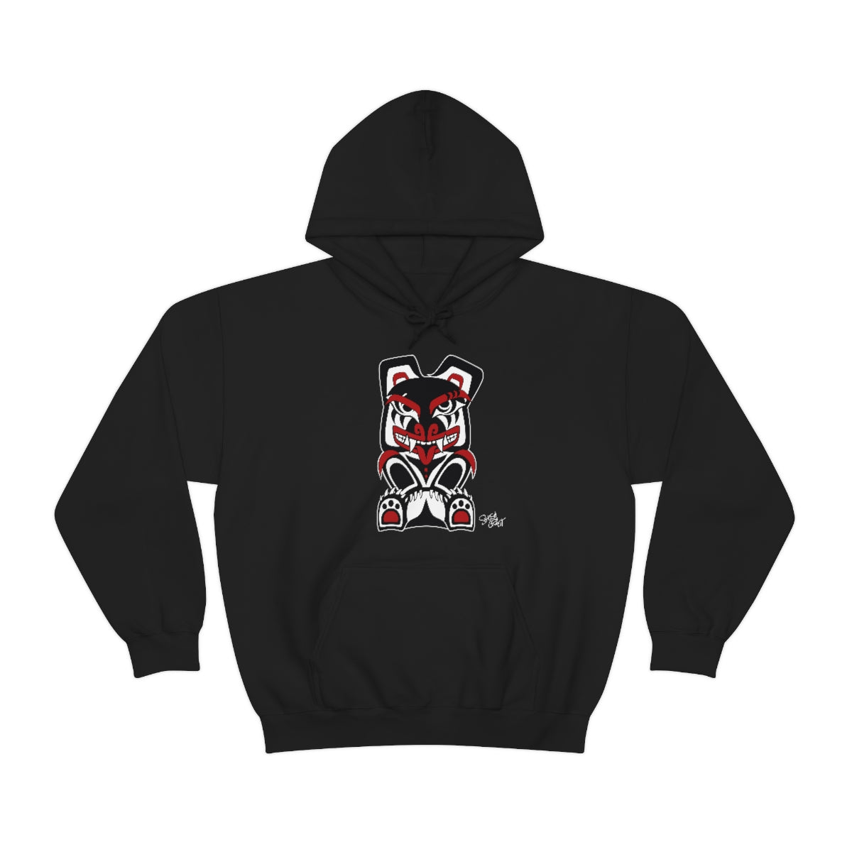 Salish Grant - Papa Bear Hoodie authentic Coast Salish art Streetwear Black