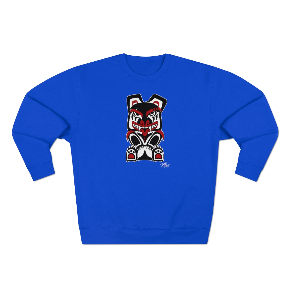 Salish Grant - Papa Bear Premium Sweatshirt authentic Coast Salish art Royal Blue