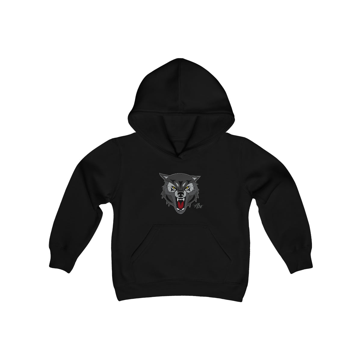 Salish Grant - Wolf Kid's Hoodie authentic Coast Salish art Canada Black